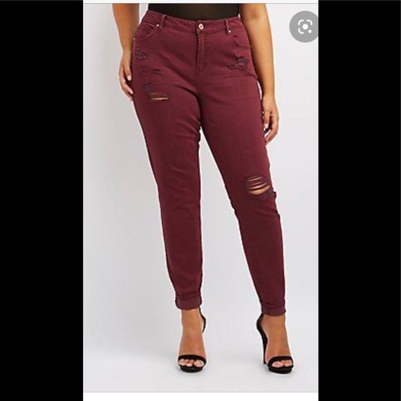 NWT Charlotte Russe Burgundy/Maroon Jeans - Picture 3 of 3